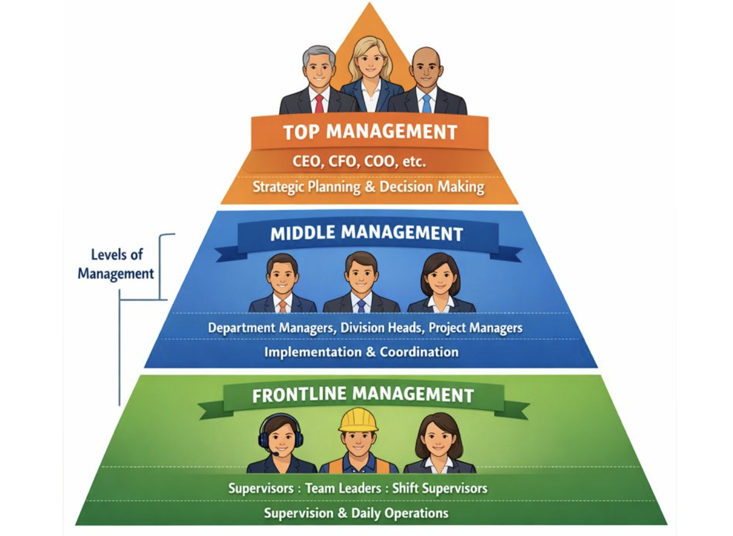 Overview example of management levels