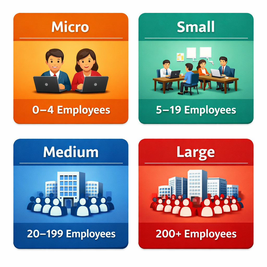 Business size categories in a grid