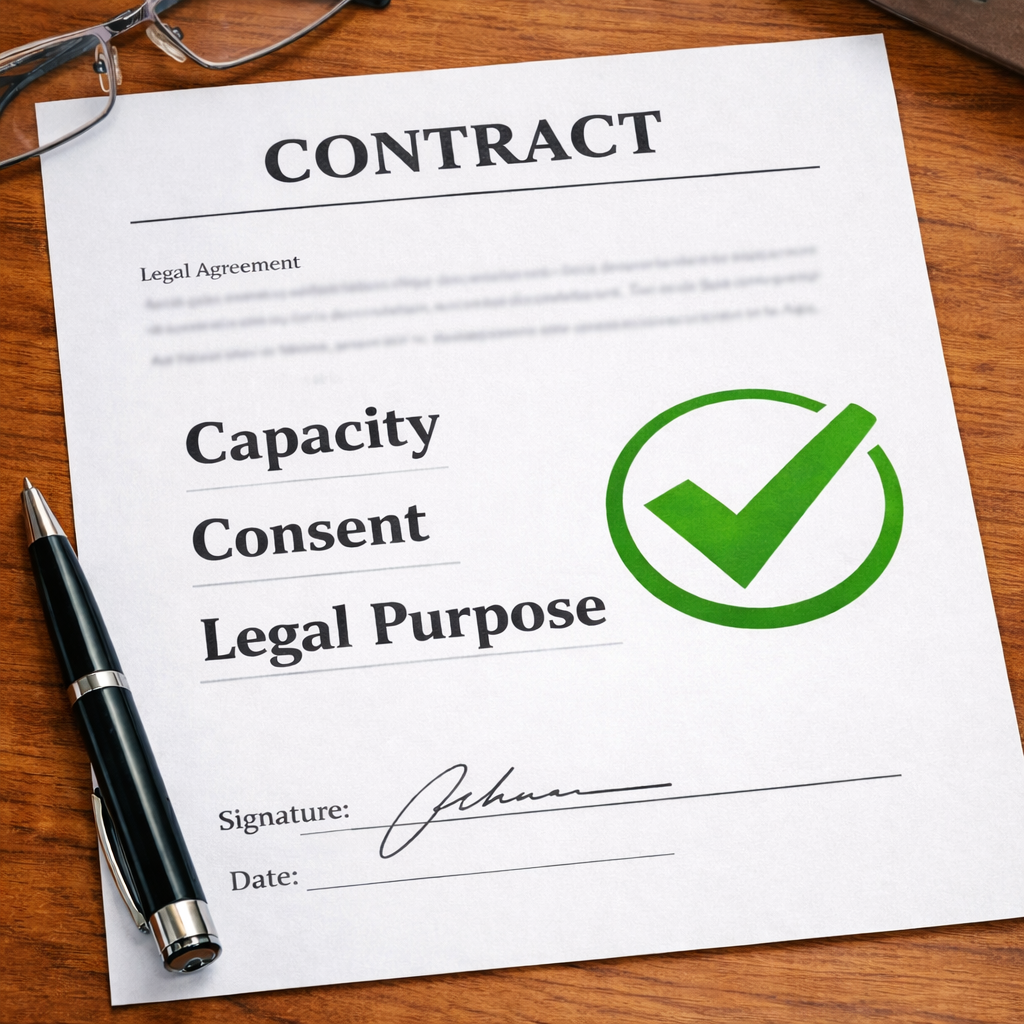 Contract details on wooden desk