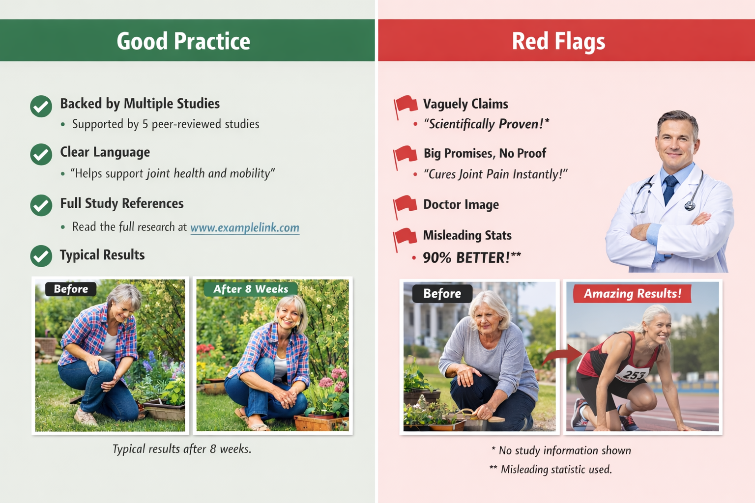 Good practice vs red flags in health claims