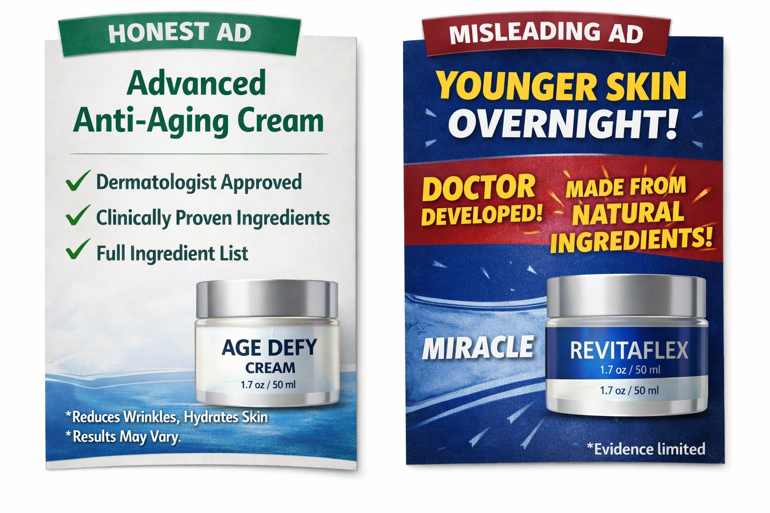 Honest vs misleading skincare adverts