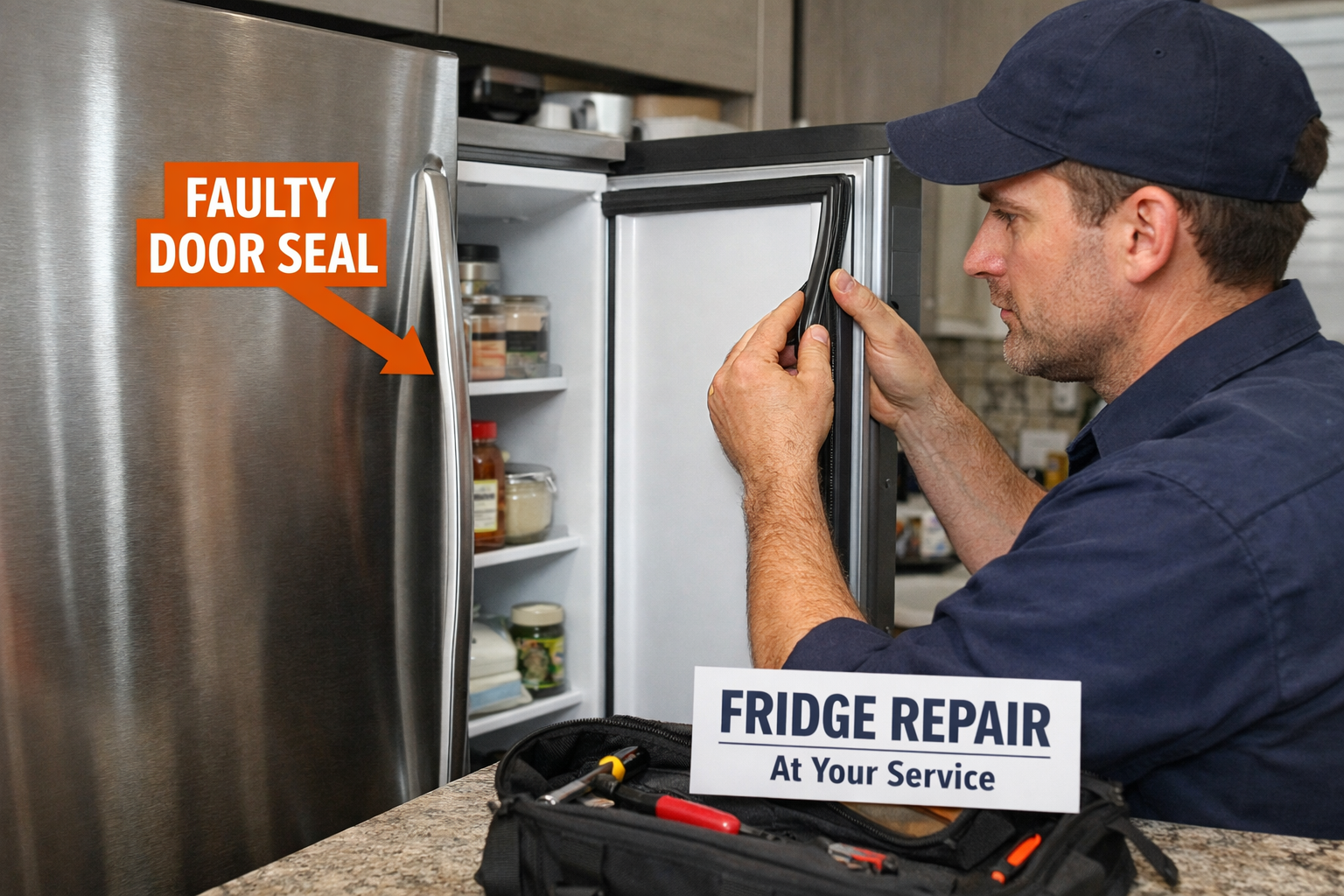 Refrigerator repair in progress