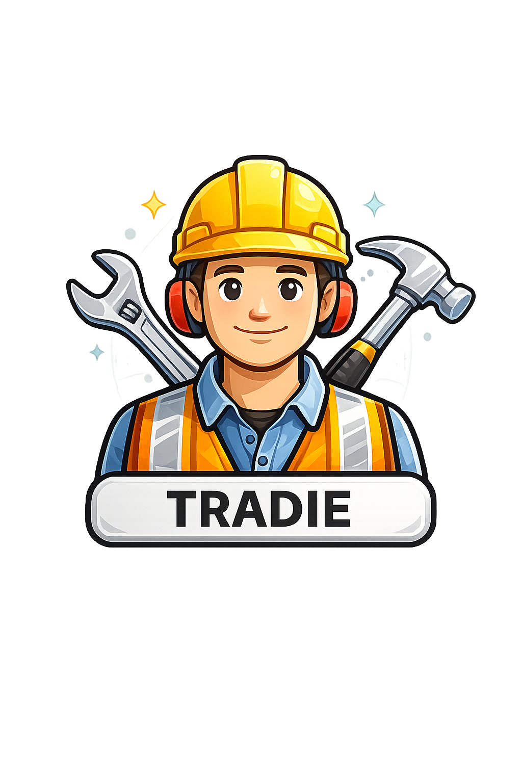 Smiling tradie with crossed tools
