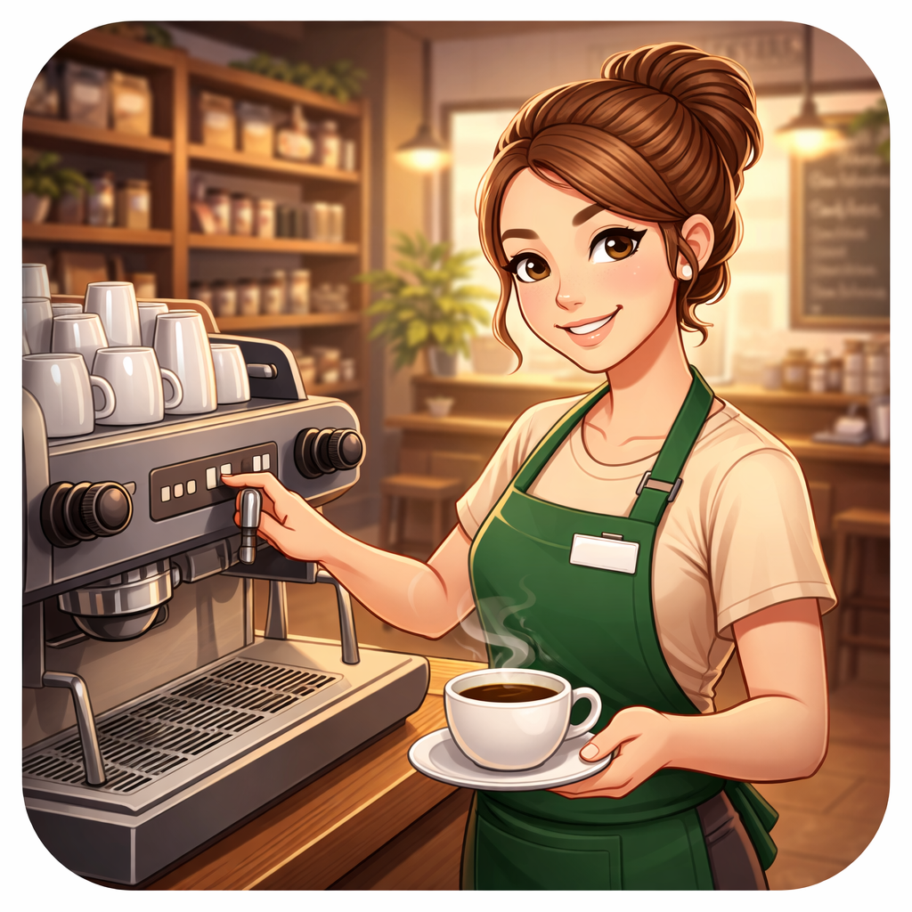 Barista serving coffee