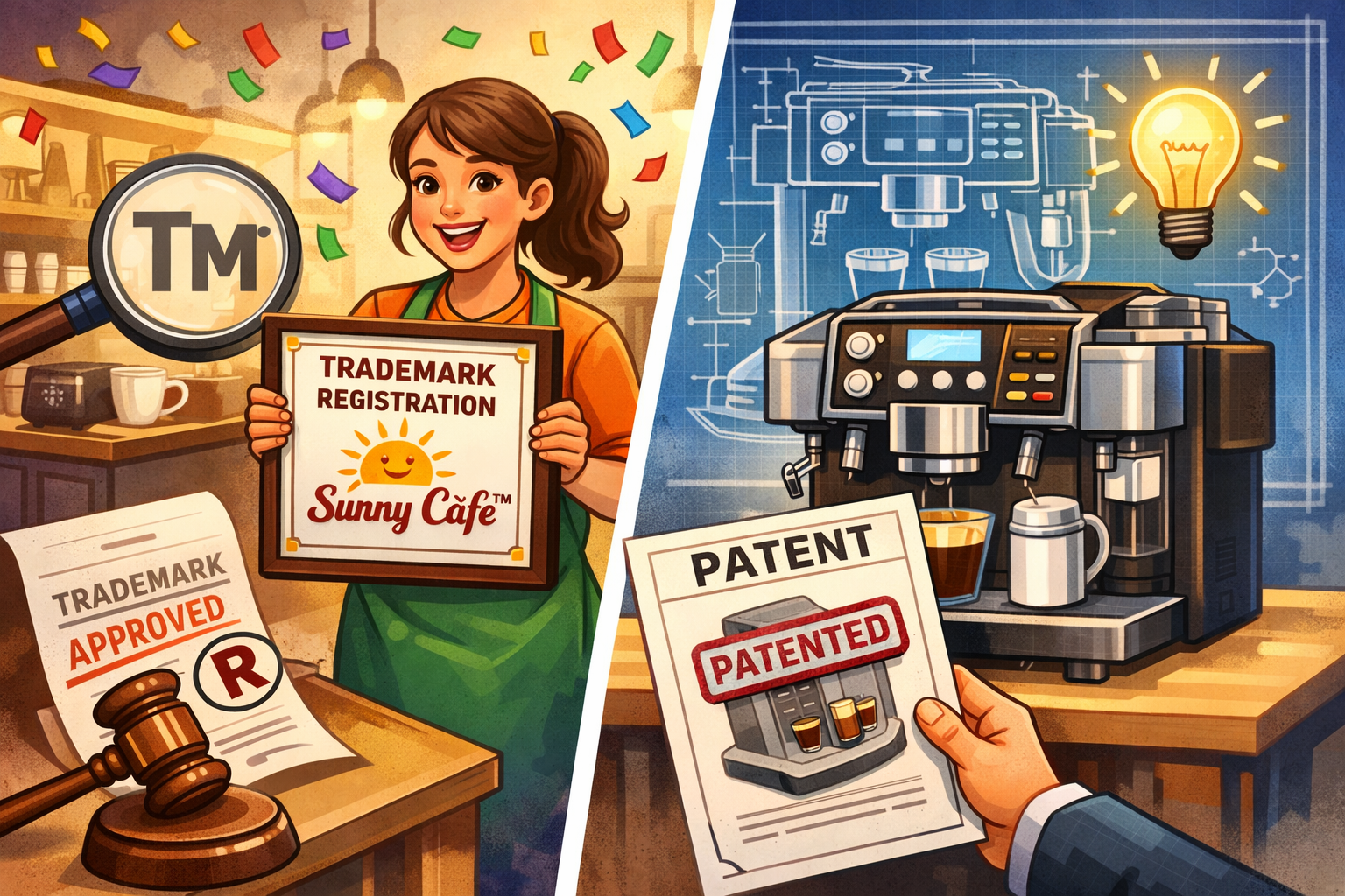 Trade marks and patents illustration