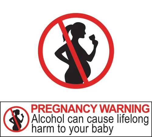 Alcohol pregnancy warning label example