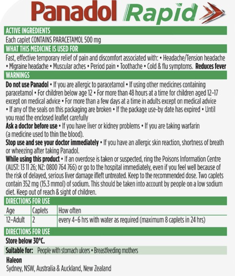 Medicine label example