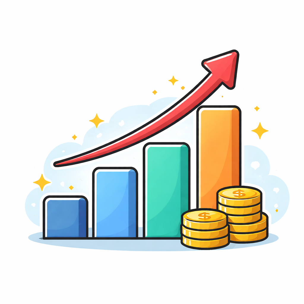 Growth chart with upward trend