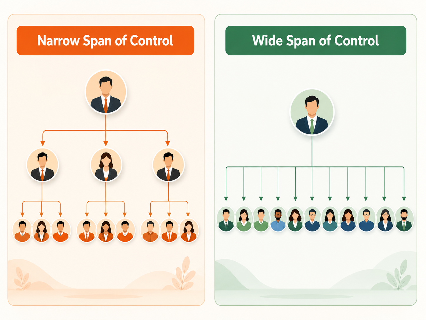 Narrow vs wide span of control