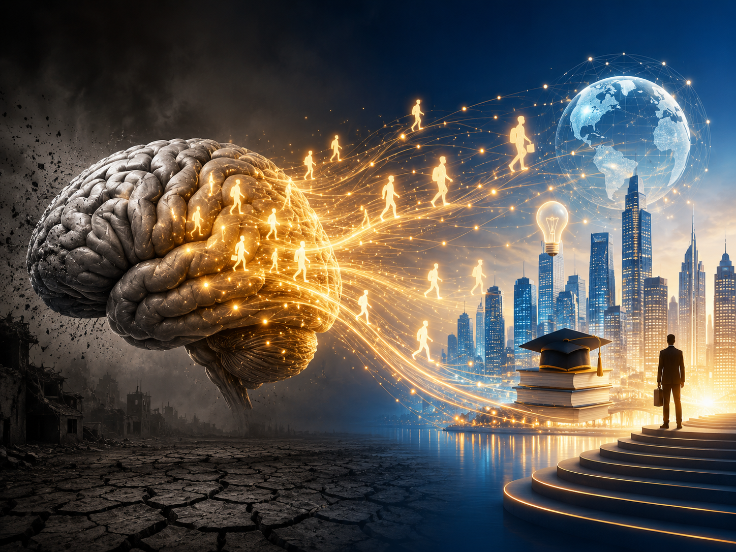 Brain drain illustration