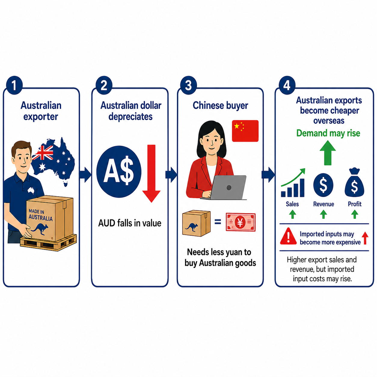 Australian exports become cheaper overseas