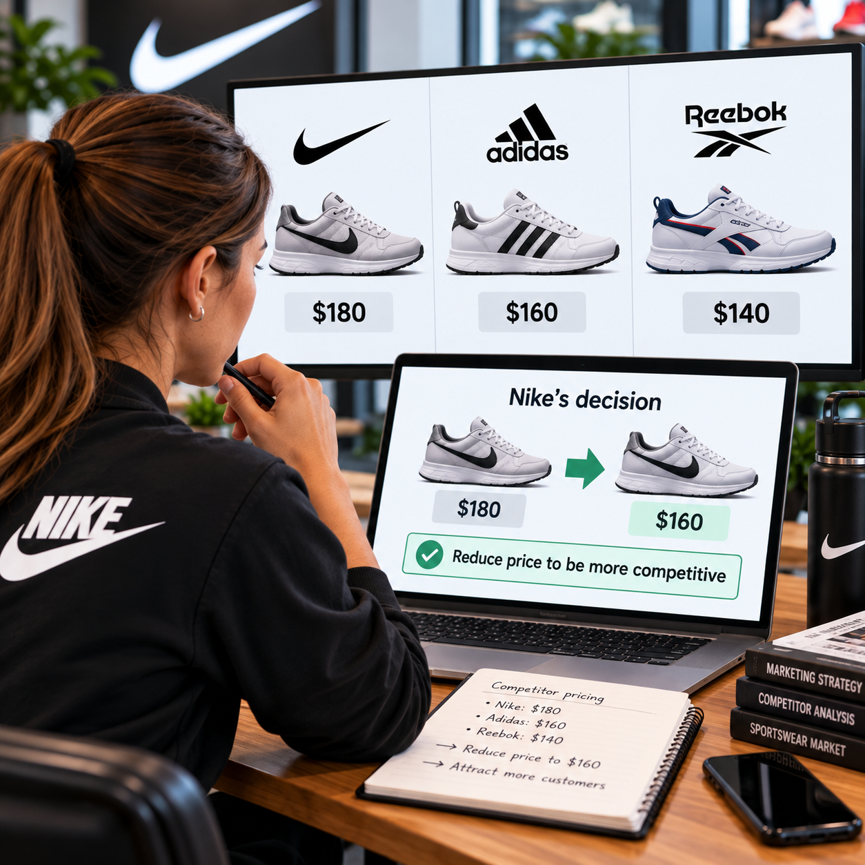 Nike comparing competitor prices