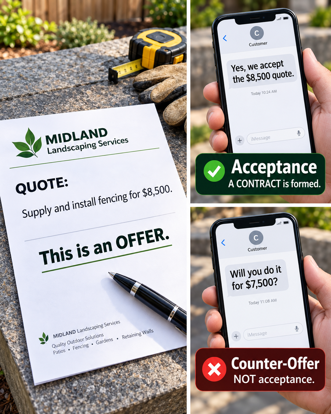 Offer, acceptance and counter-offer