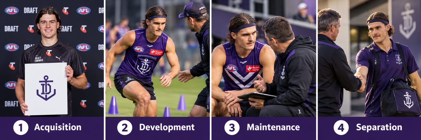 AFL player employment lifecycle from acquisition to separation