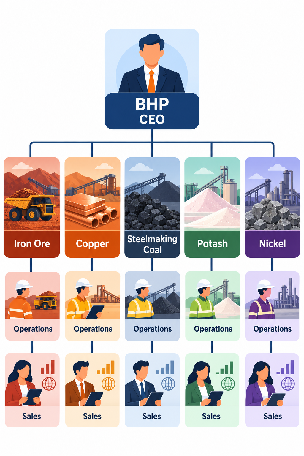 BHP commodity product divisions organisational chart