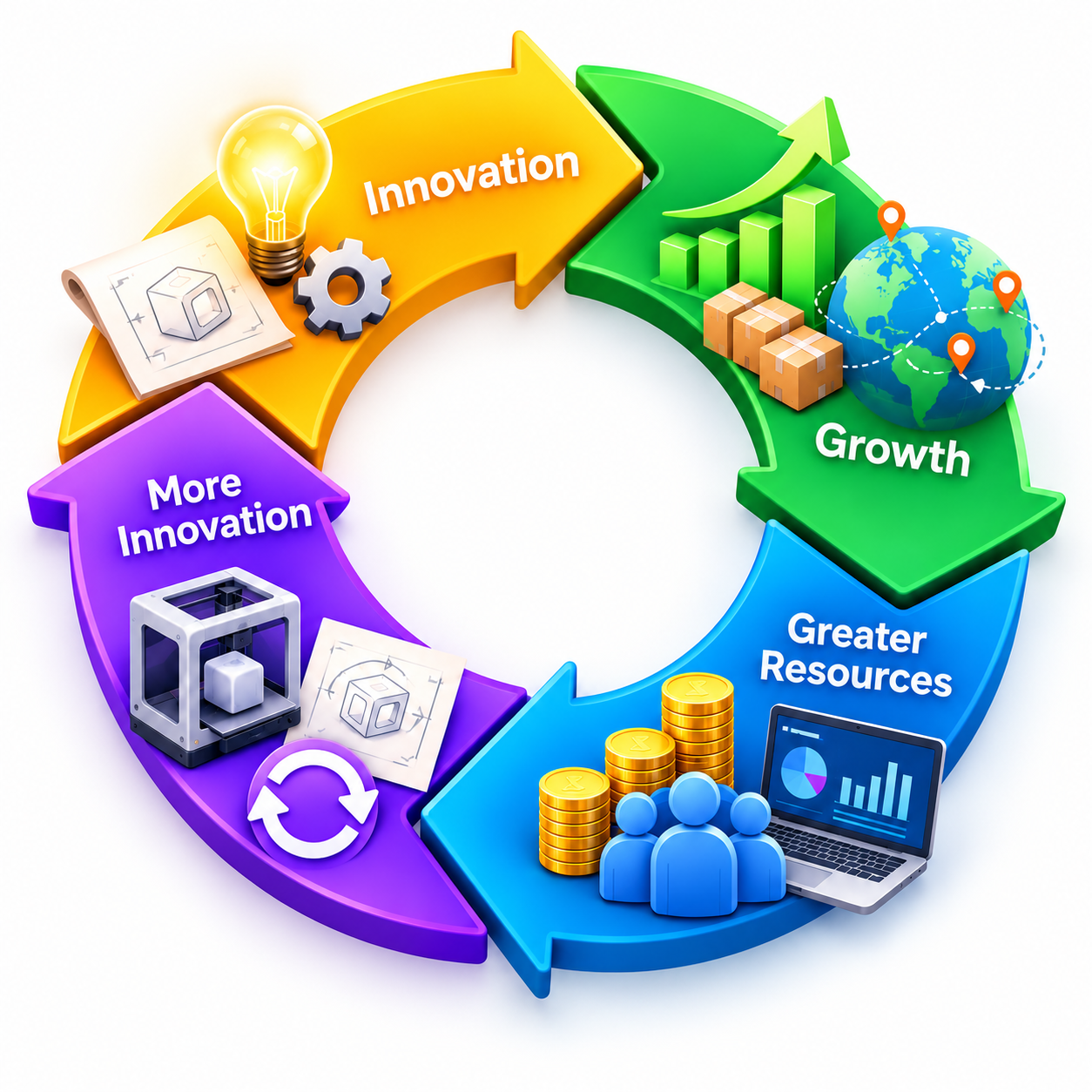 Innovation and business growth cycle infographic