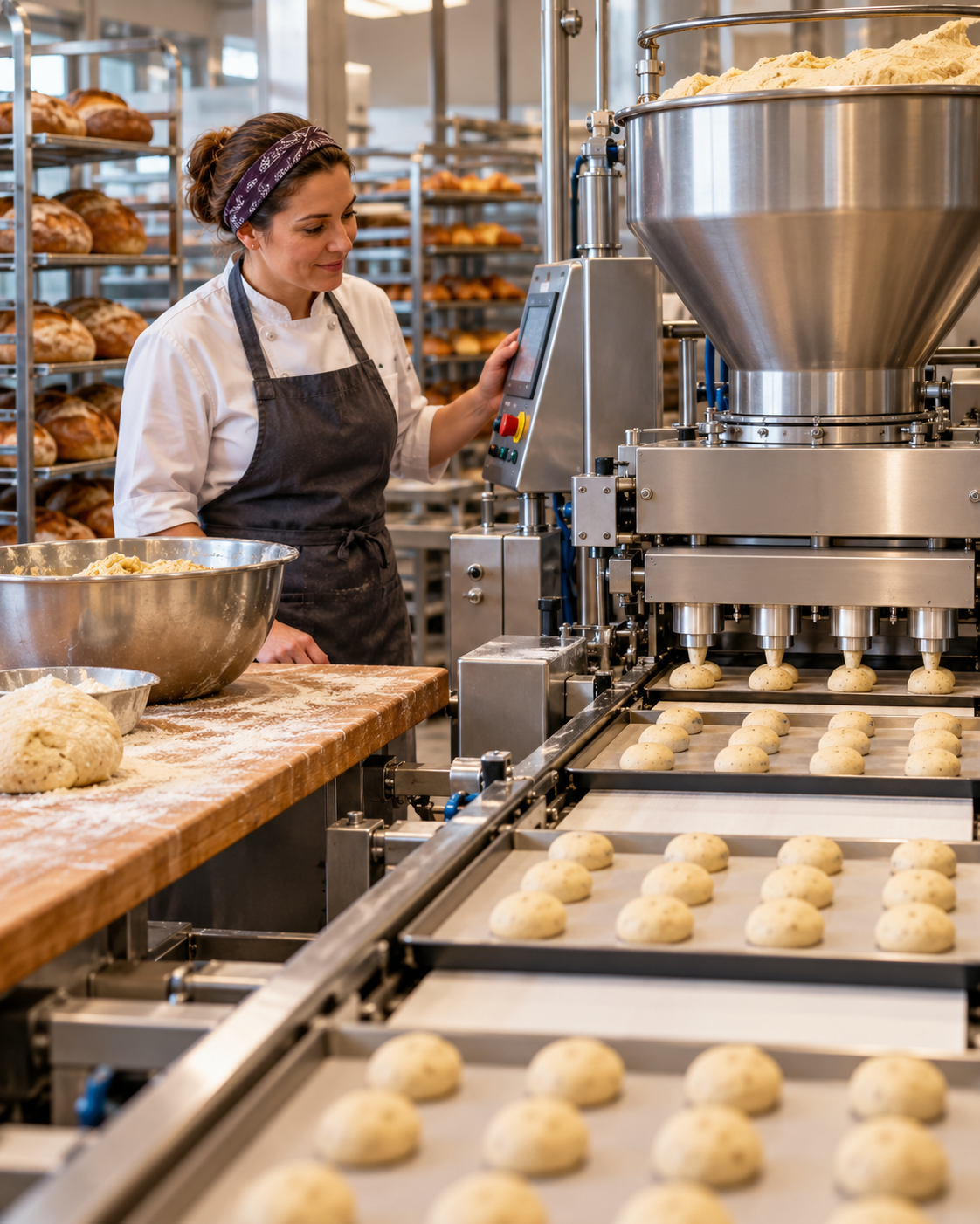 Industrial bakery dough production