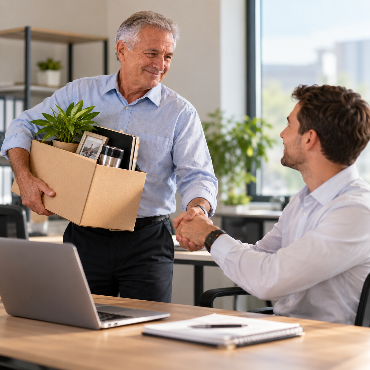 Retirement handover in an office